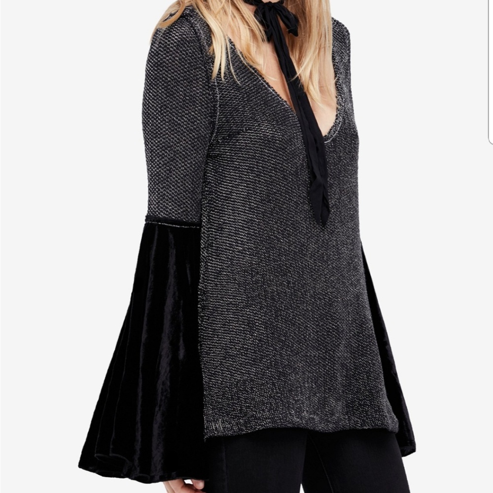 Free people velvet bell sleeve top